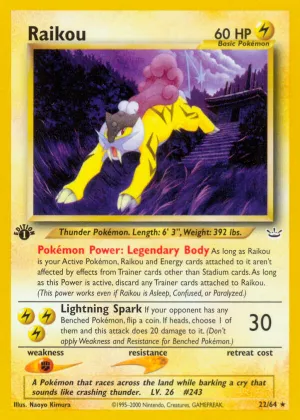 Raikou Pokémon Neo Revelation #22 1st Edition