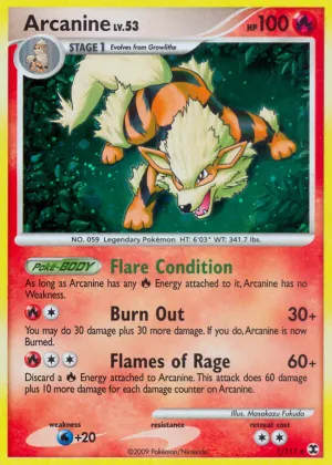Arcanine Pokémon Rising Rivals #1 Reverse Holo