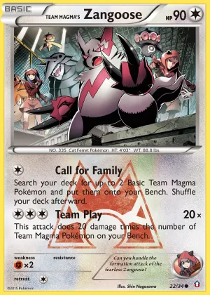 Team Magma's Zangoose Pokémon Double Crisis #22 Reverse Holo