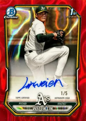Wei-En Lin 2026 Bowman Chrome Prospects Autographs Baseball Red Lava Refractor #CPA-WL