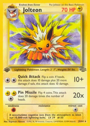 Jolteon Pokémon Jungle #20 1st Edition