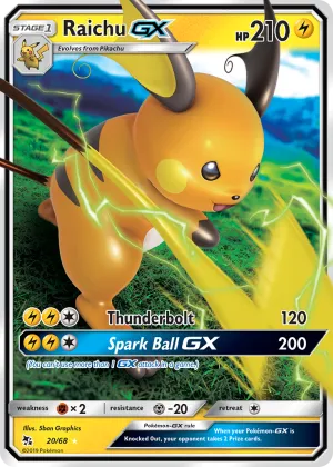 Raichu-GX Pokémon Hidden Fates #20 Holo