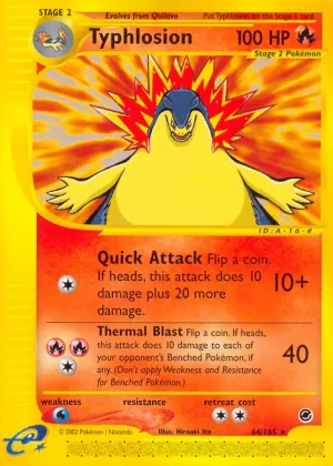 Typhlosion Pokémon Expedition Base Set #64 Reverse Holo