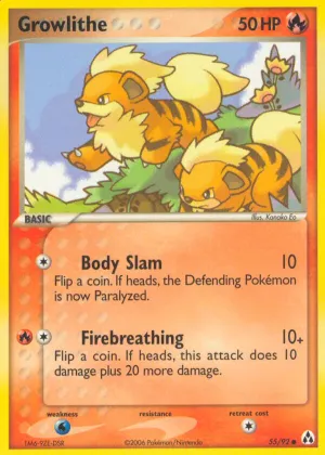 Growlithe Pokémon Legend Maker #55 Reverse Holo
