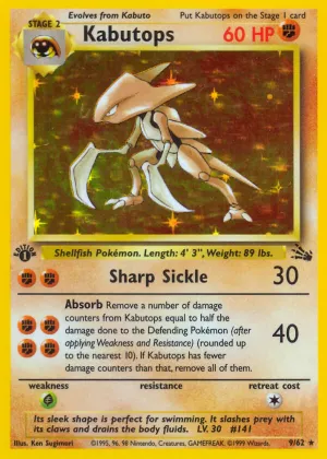 Kabutops Pokémon Fossil #9 1st Edition Holo