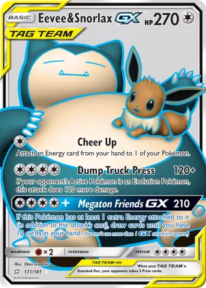 Eevee & Snorlax-GX Pokémon Team Up #171 Holo