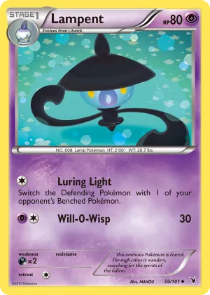 Lampent Pokémon Noble Victories #59 Reverse Holo