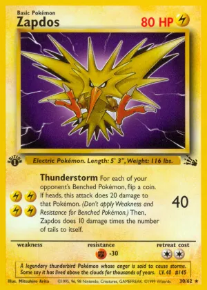 Zapdos Pokémon Fossil #30 1st Edition