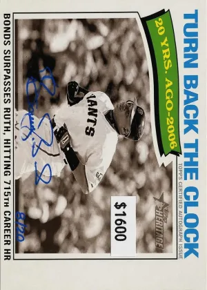 Barry Bonds 2026 Topps Heritage Turn Back The Clock Autographs Baseball #TBA-BB
