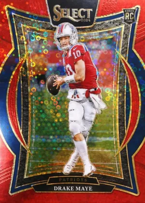 Drake Maye 2024 Panini Select Concourse Football Red Disco #27
