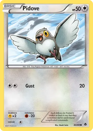 Pidove Pokémon Emerging Powers #80 Reverse Holo