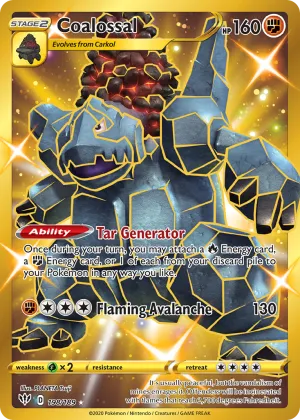 Coalossal Pokémon Darkness Ablaze #198 Holo