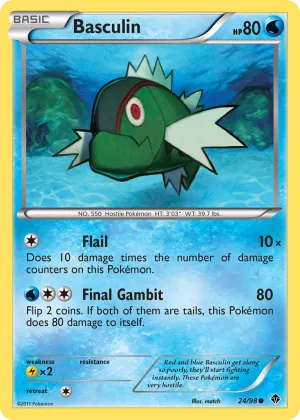 Basculin Pokémon Emerging Powers #24 Reverse Holo