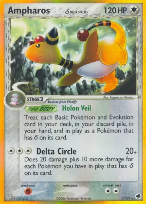 Ampharos δ Pokémon Dragon Frontiers #1 Reverse Holo