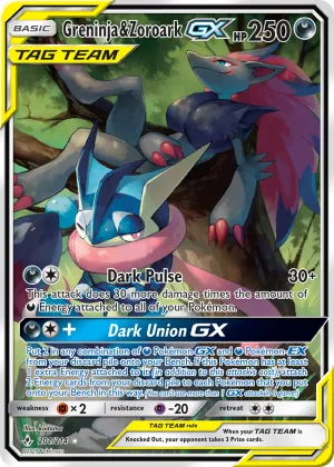 Greninja & Zoroark-GX Pokémon Unbroken Bonds #201 Holo