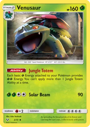 Venusaur Pokémon Shining Legends #3 Reverse Holo