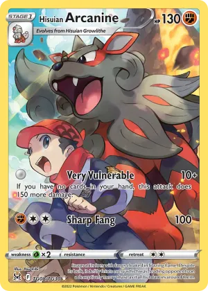 Hisuian Arcanine Pokémon Lost Origin Trainer Gallery #TG08 Holo