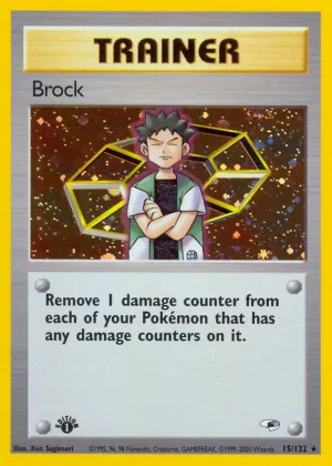 Brock Pokémon Gym Heroes #15 1st Edition Holo