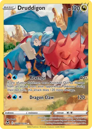 Druddigon Pokémon Silver Tempest Trainer Gallery #TG09 Holo