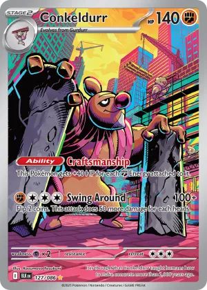 Conkeldurr Pokémon Black Bolt #127 Holo