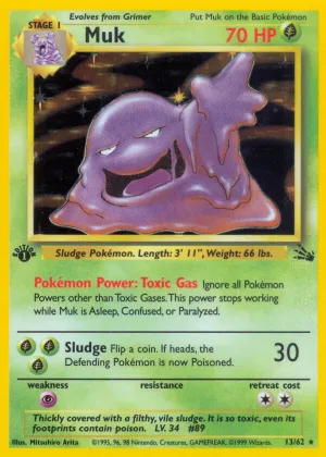 Muk Pokémon Fossil #13 1st Edition Holo