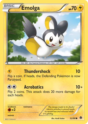 Emolga Pokémon Emerging Powers #32 Reverse Holo