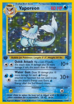 Vaporeon Pokémon Jungle #12 1st Edition Holo