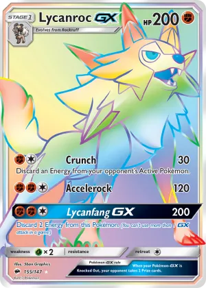 Lycanroc-GX Pokémon Burning Shadows #155 Holo