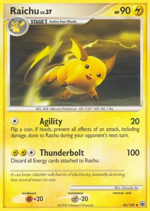 Raichu Pokémon Majestic Dawn #45 Reverse Holo