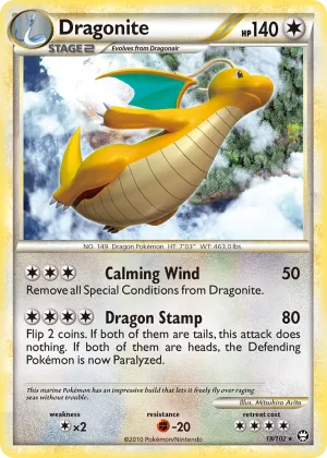 Dragonite Pokémon HS—Triumphant #18 Reverse Holo
