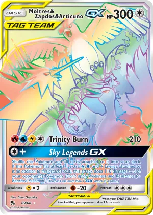 Moltres & Zapdos & Articuno-GX Pokémon Hidden Fates #69 Holo