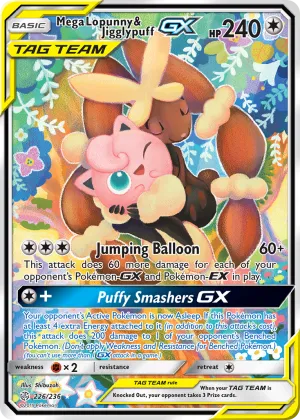 Mega Lopunny & Jigglypuff-GX Pokémon Cosmic Eclipse #226 Holo