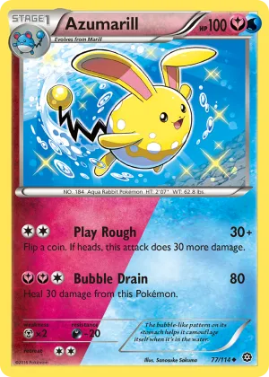 Azumarill Pokémon Steam Siege #77 Reverse Holo