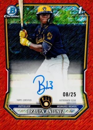 Brailyn Antunez 2026 Bowman Chrome Prospects Autographs Baseball Orange Shimmer Refractor #CPA-BA
