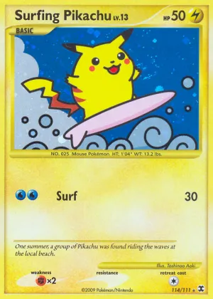Surfing Pikachu Pokémon Rising Rivals #114 Holo