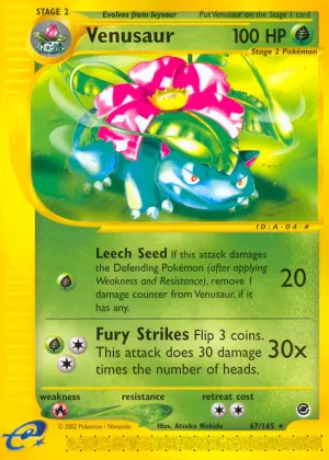 Venusaur Pokémon Expedition Base Set #67 Reverse Holo