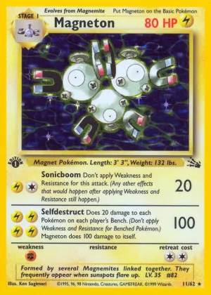 Magneton Pokémon Fossil #11 1st Edition Holo