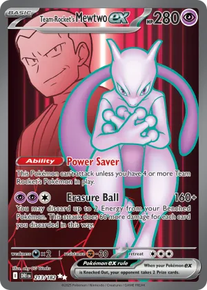 Team Rocket's Mewtwo ex Pokémon Destined Rivals #213 Holo