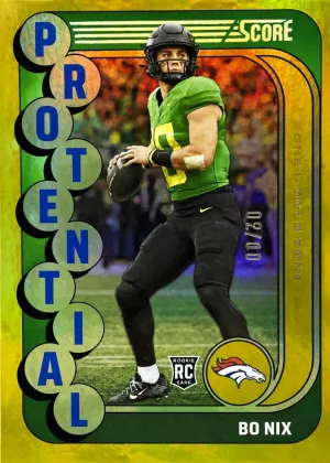 Bo Nix 2024 Panini Score Protential Football Gold Zone #11