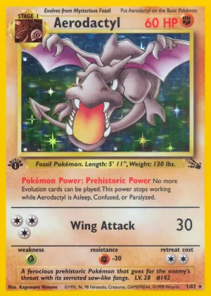 Aerodactyl Pokémon Fossil #1 1st Edition Holo