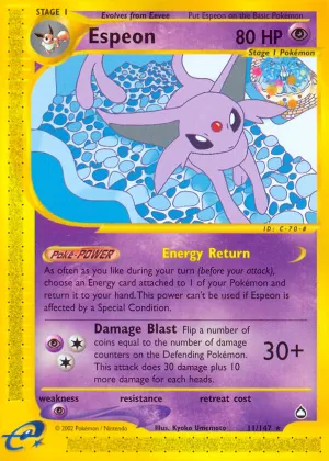 Espeon Pokémon Aquapolis #11 Reverse Holo