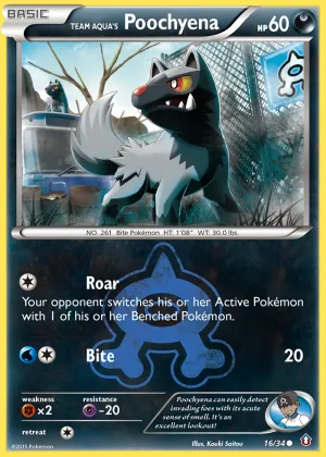 Team Aqua's Poochyena Pokémon Double Crisis #16 Reverse Holo