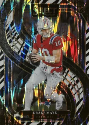 Drake Maye 2024 Panini Select Premier Level Football Zebra Shock #113