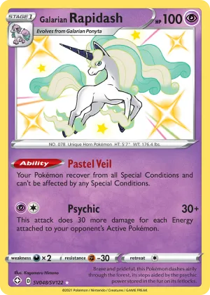 Galarian Rapidash Pokémon Shining Fates Shiny Vault #SV048 Holo