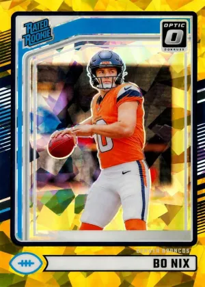 Bo Nix 2024 Panini Donruss Optic Rated Rookies Preview Football Gold Ice #369