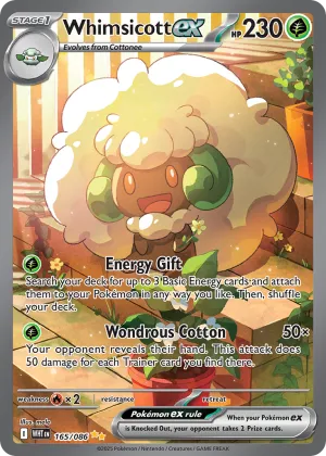 Whimsicott ex Pokémon White Flare #165 Holo