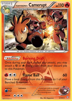 Team Magma's Camerupt Pokémon Double Crisis #2 Reverse Holo