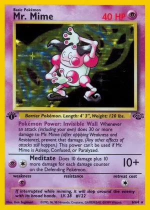 Mr. Mime Pokémon Jungle #6 1st Edition Holo