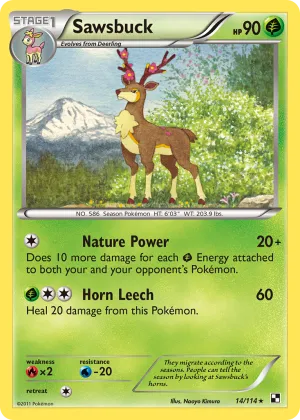 Sawsbuck Pokémon Black & White #14 Reverse Holo