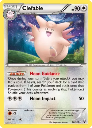 Clefable Pokémon Plasma Storm #98 Reverse Holo